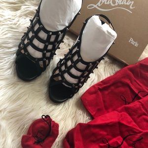 New! Louboutin Guinievre studded slingback sandals